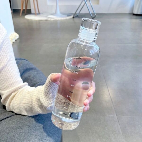 Xiaohongshu has the same high-value time scale cup for men and women, and the transparent plastic cup for men and women is leak-proof and simple Internet celebrity water cup - Image 2