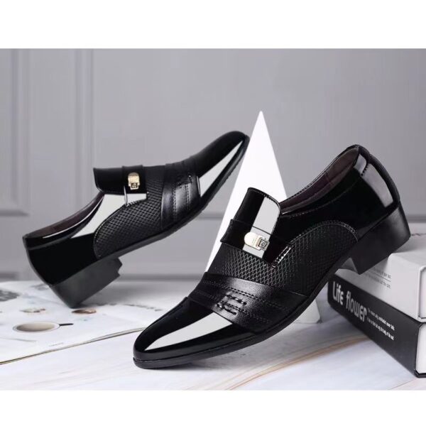 Leather shoes men's new men's business british casual shoes trendy versatile breathable black office groom wedding shoes