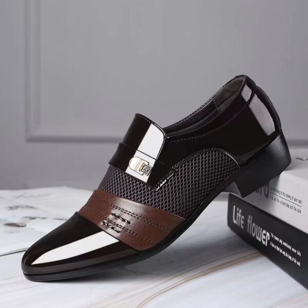 Leather shoes men's new men's business british casual shoes trendy versatile breathable black office groom wedding shoes - Image 3