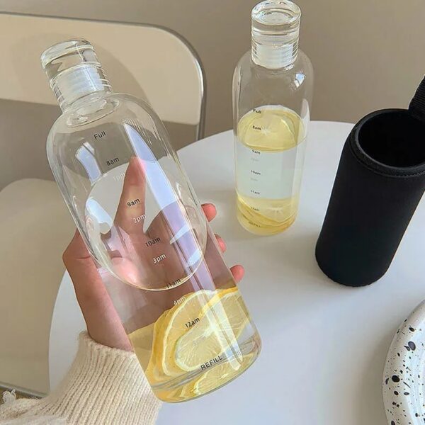 Xiaohongshu has the same high-value time scale cup for men and women, and the transparent plastic cup for men and women is leak-proof and simple Internet celebrity water cup - Image 4