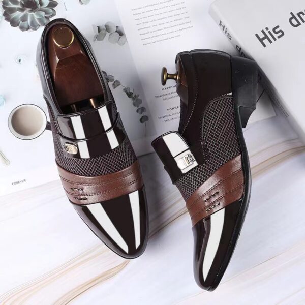 Leather shoes men's new men's business british casual shoes trendy versatile breathable black office groom wedding shoes - Image 2